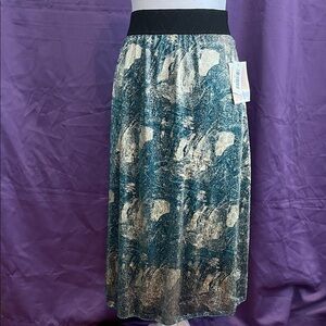 Lola Artistic Blue and Gold Shimmery Midi Skirt